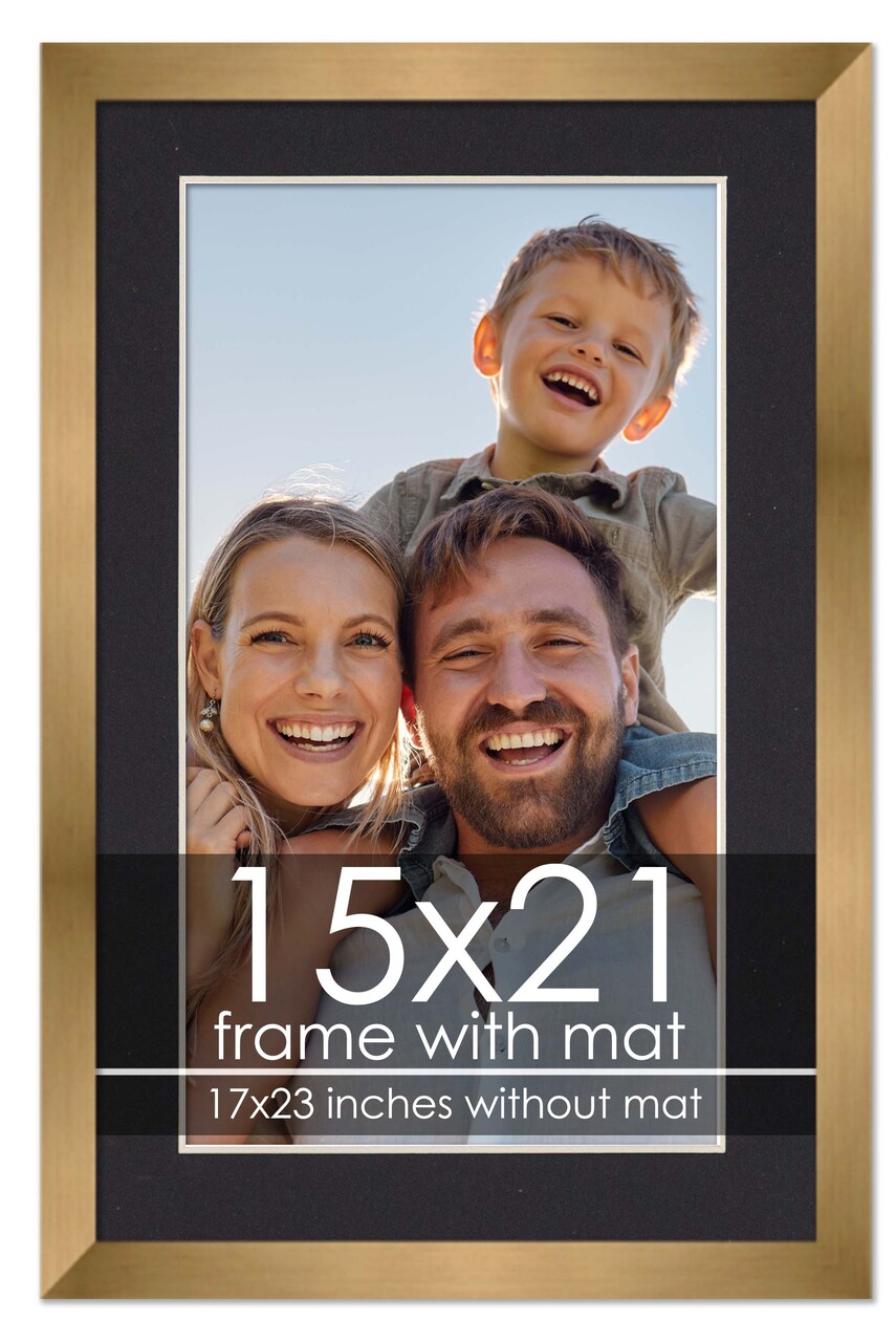 15x21 Frame with Mat - Bronze 17x23 Frame Wood Made to Display Print or Poster Measuring 15 x 21 Inches with Black Photo Mat